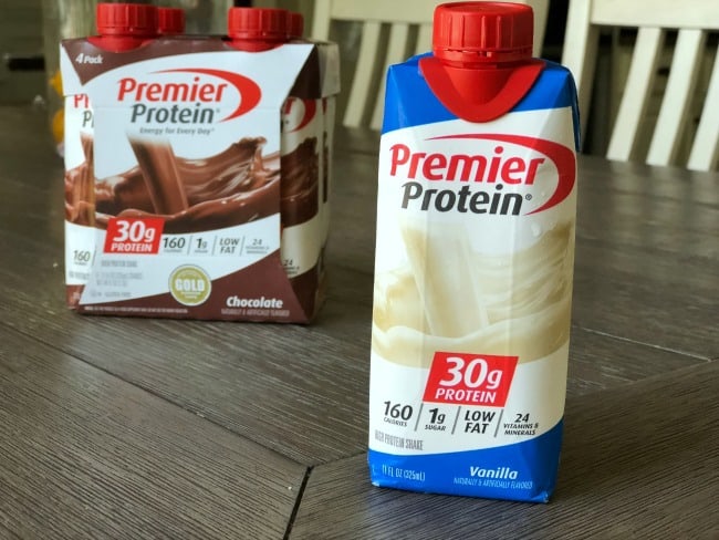 A close up of a bottle of Premier Protein.