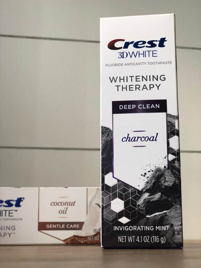 A close up of a Crest whitening box.