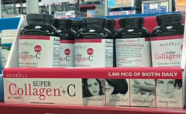 Vitamins on a store shelf.