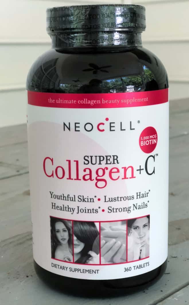 A close up of a bottle of Collegen C.