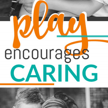 A colorful text about play encourages caring.