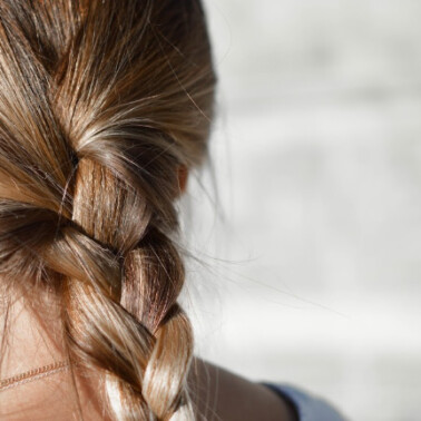 A close up of a girl's braided hair.