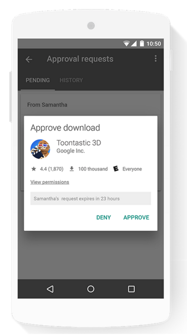 Screenshot of approved downloads.