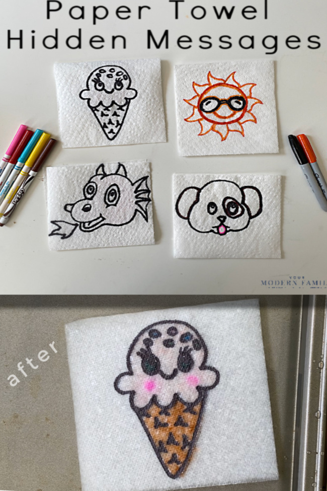 before & after -Science Experiments with Water _ Paper Towel Hidden Messages (1)