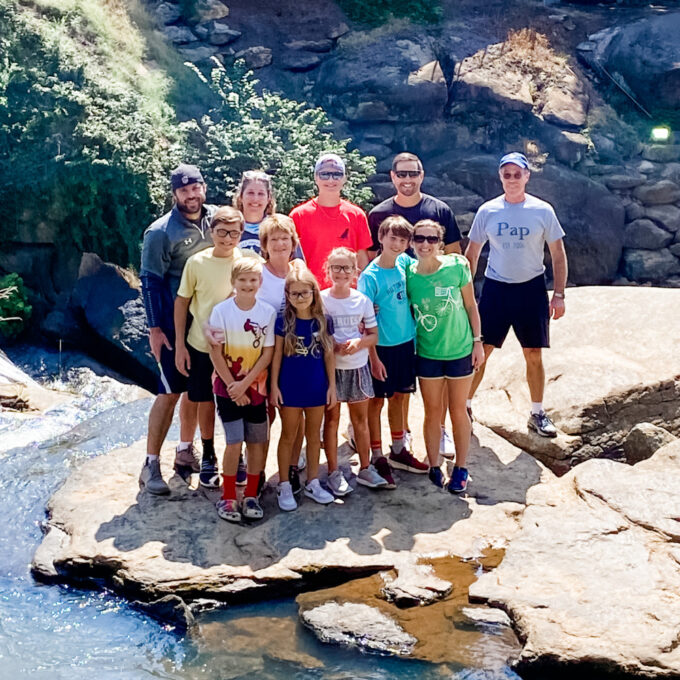 Our family together on a  rock after biking