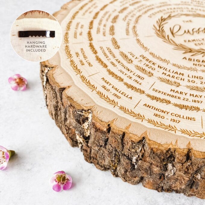 wooden family tree ring for parent gift