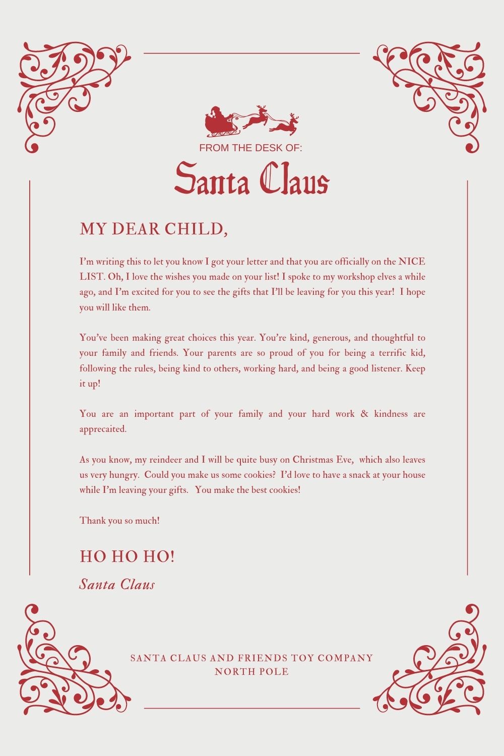 23+ Free Santa Letter Templates to Print & Use (right now!) In Blank Letter From Santa Template