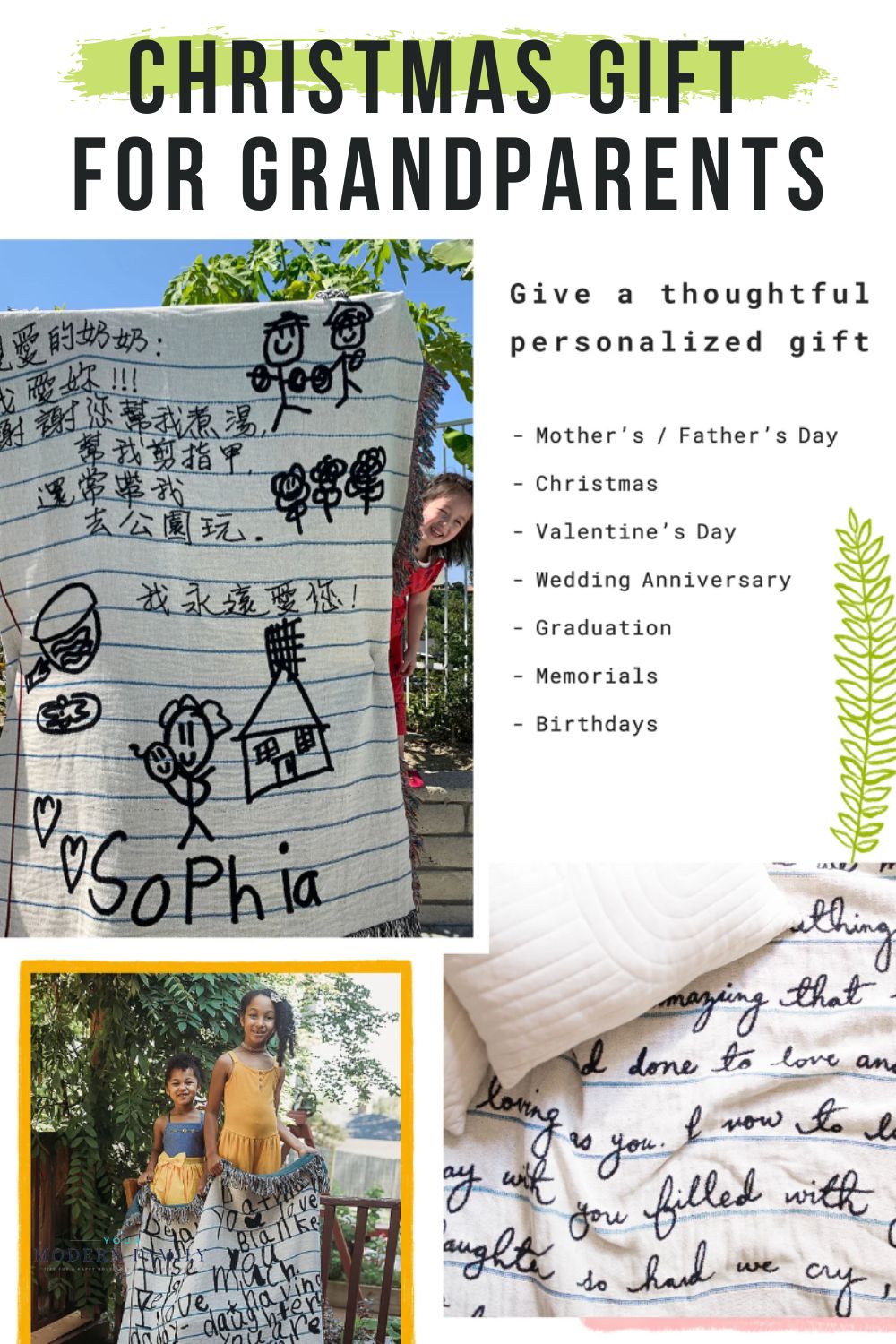 christmas gift idea for parents who have everything -  handwritten blanket