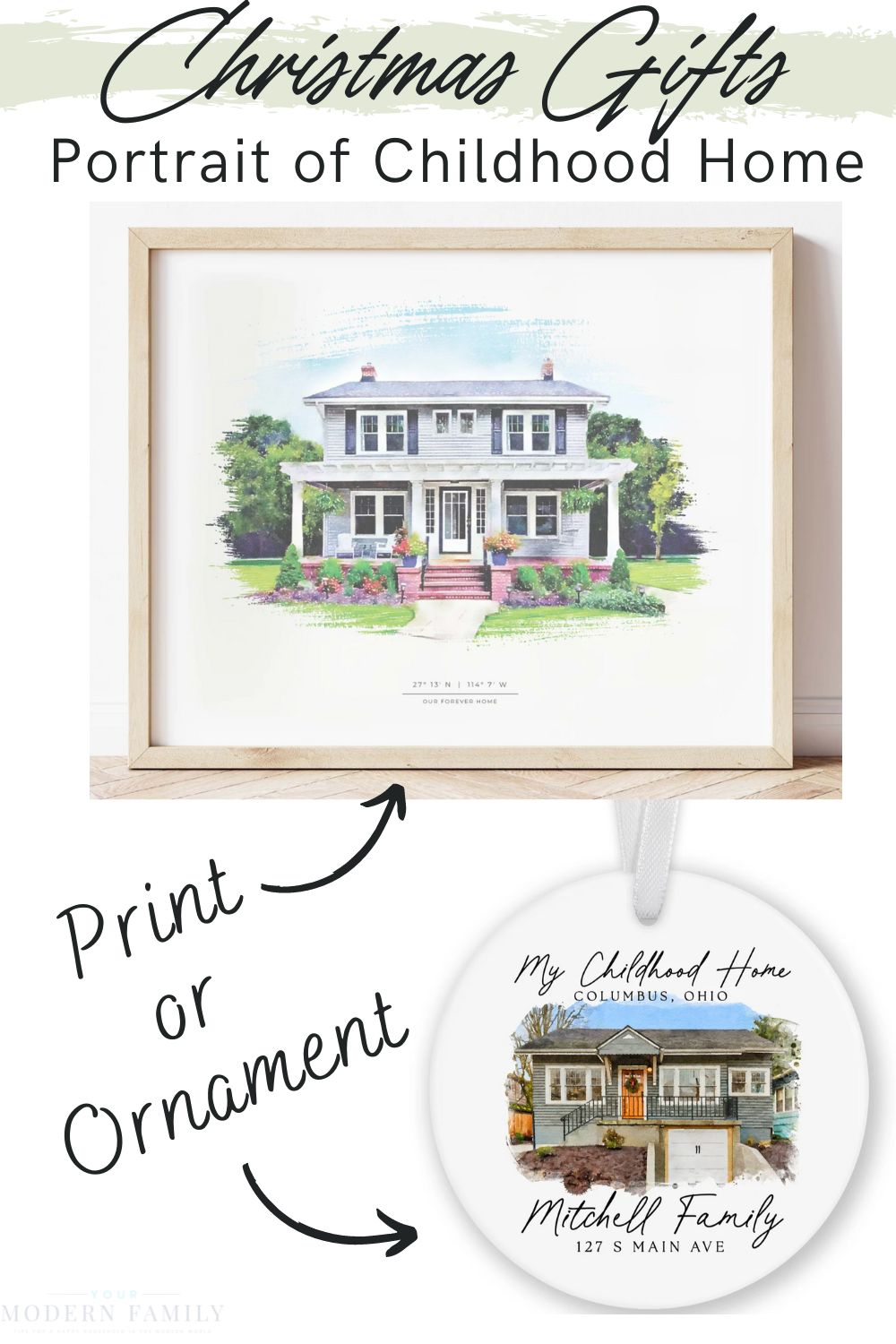 Best Christmas Gifts for Parents - childhood home portrait