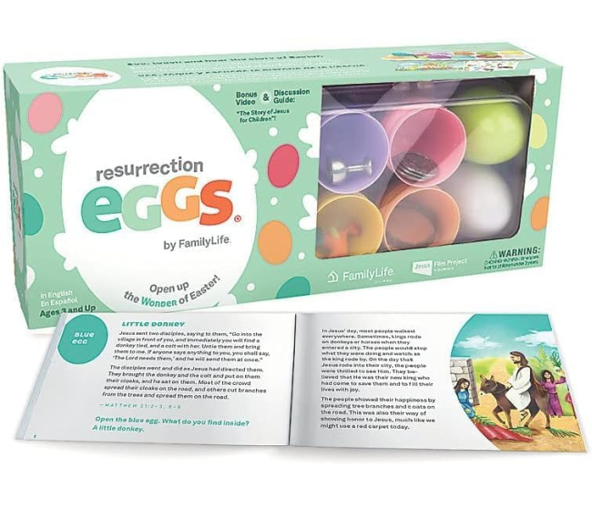 Family Life Resurrection Eggs — 12 Piece Easter Eggs Set with Booklet & Religious Figurines — Tells the Story of Easter