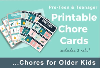 Pre-Teen & Teenager Printable Chore Cards (Includes 2 sets!)