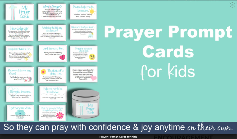 prayer cards for kids