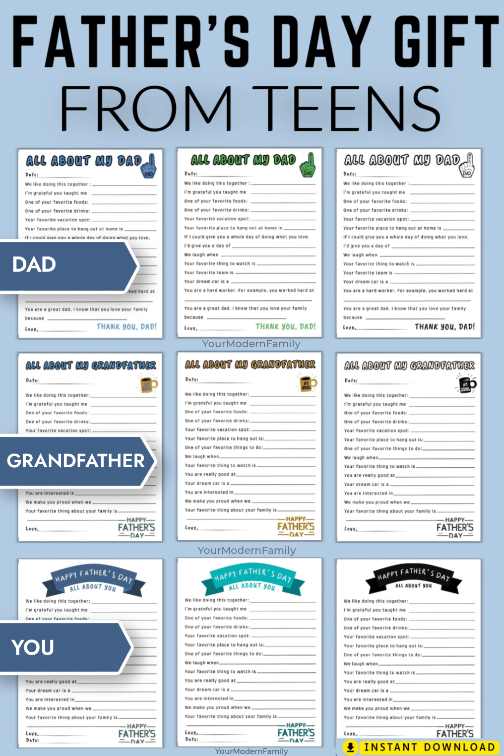 Father’s Day printable from teen