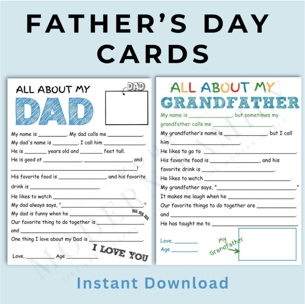 all about dad printable