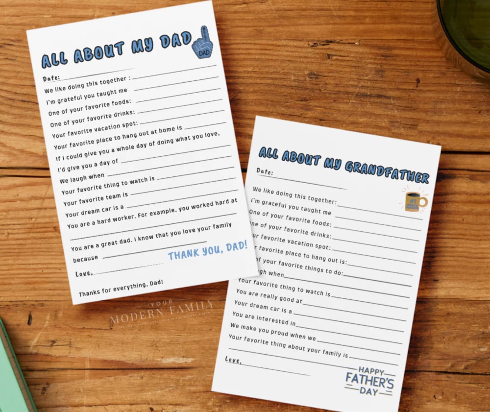 All About My Dad questionnaire teen